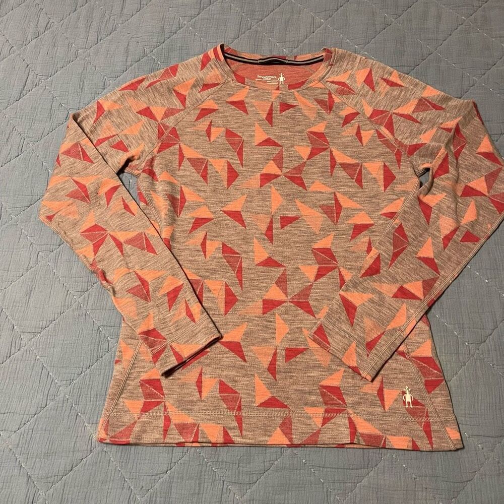 Smartwool Geometric Long Sleeve Tee - Red and Gray